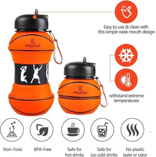 Miniatura 10 de Botellas de agua plegables con mosquetón, botella de agua deportiva de grado alimenticio para regalo, botella de agua plegable para niños, para