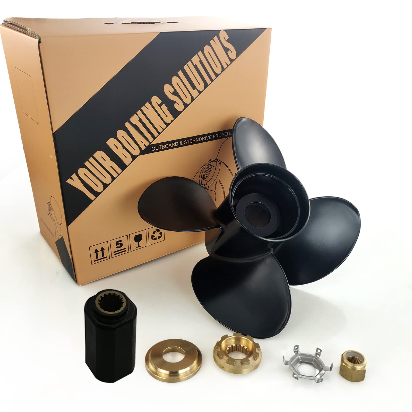CAPTAIN 4-Blade Boat Propeller 13x17 - 15 Spline RH For Mercury 40-150HP Outboards