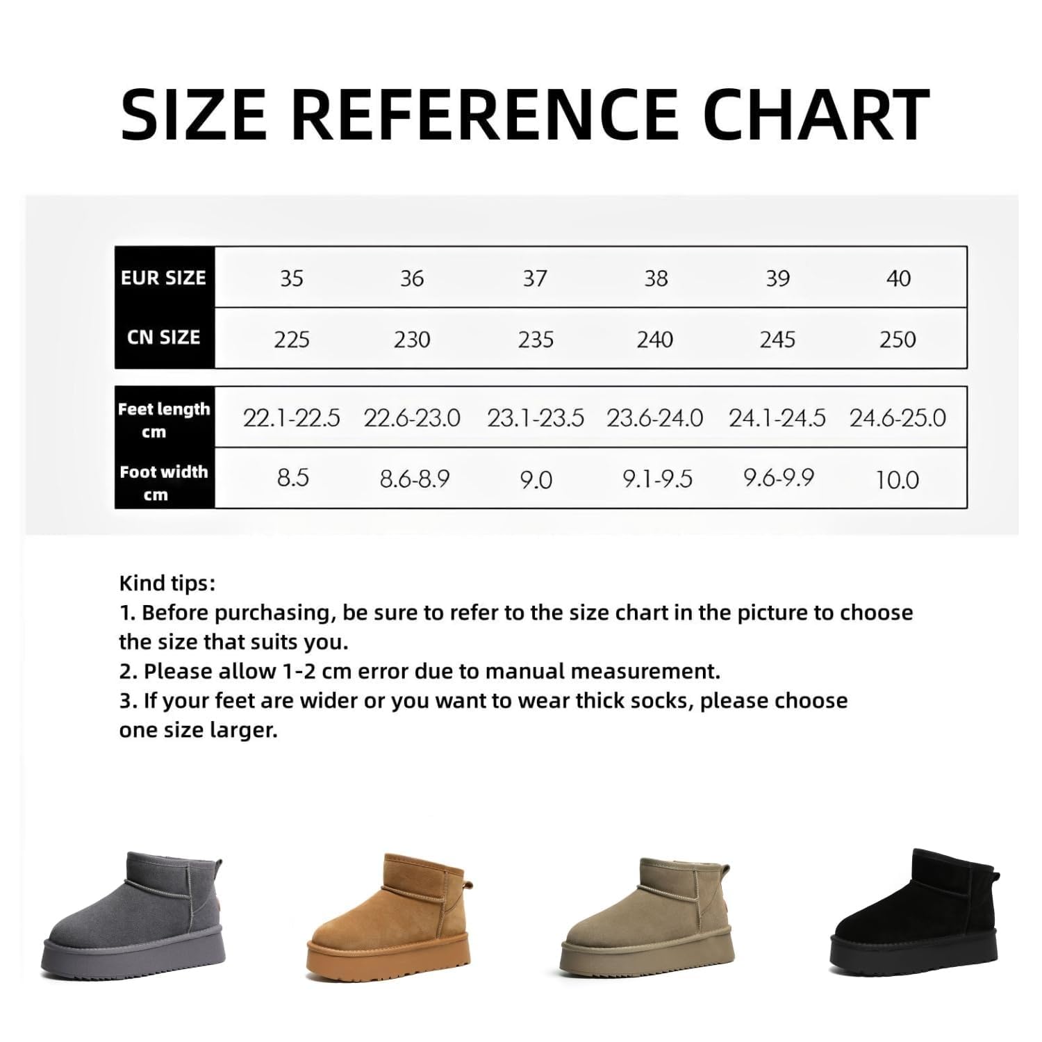 Women's Classic Ultra Mini Platform Fashion Boot Suede Leather Winter Anti-Slip Snow Boots