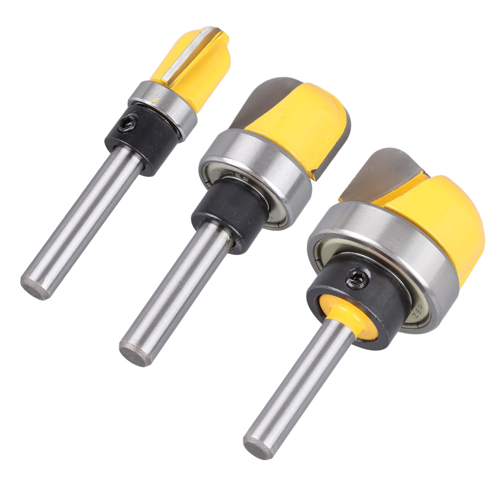 Set di Punte per Fresa per Legno Professionale in Carburo 3 Pezzi, Punte per Fresatura a Fondo Tondo con Gambo / 4 per la Lavorazione del Legno, Punte per Fresa per Ting