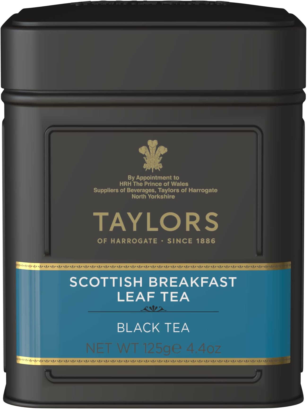 Scottish Breakfast, Black Tea, Loose Leaf, 4.41 Ounce Tin Caddy, Strong, Malty and Full, Caffeinated, Premium Whole Leaf Tea