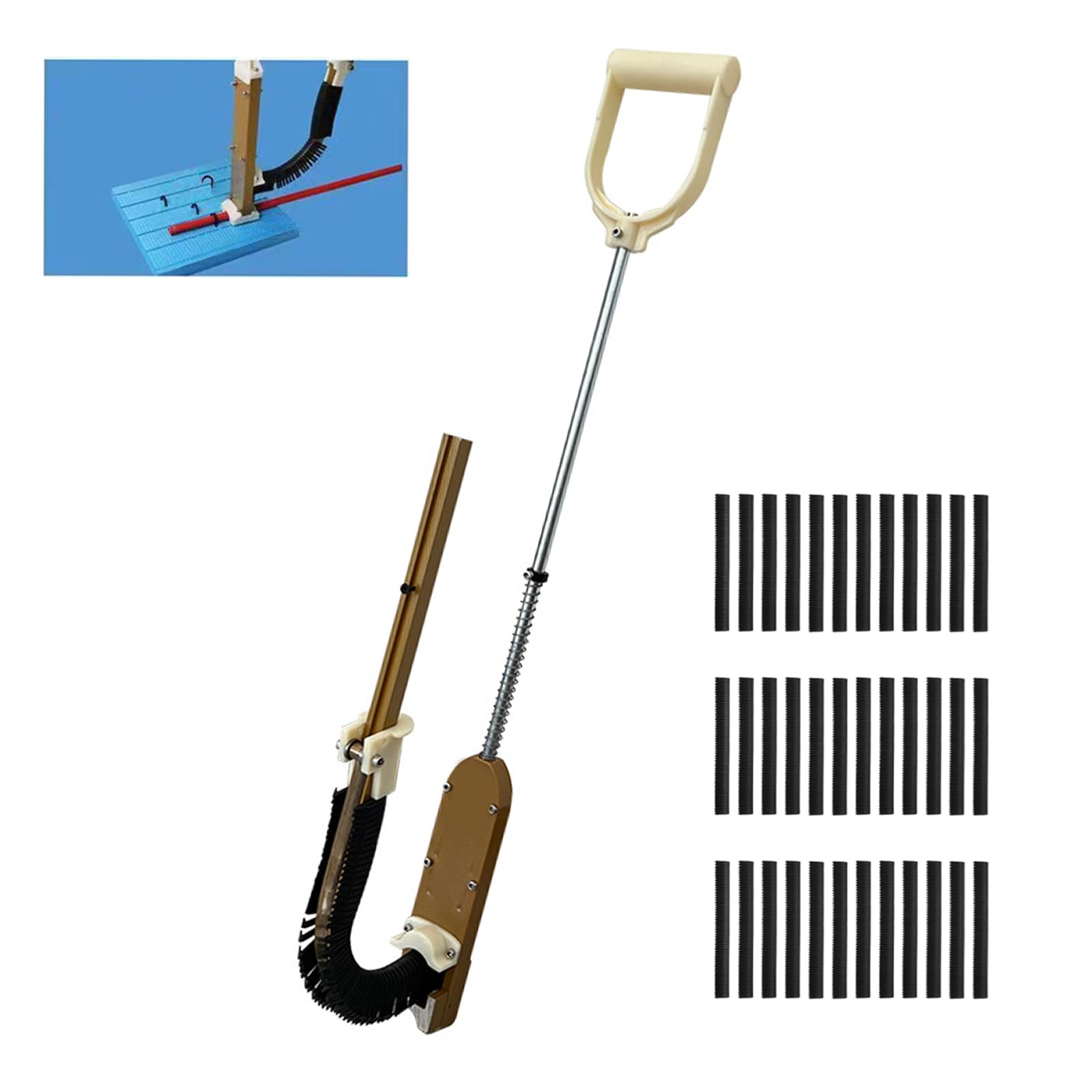 Heftgerät für Fußbodenheizungen mit 1980 Stück Schaumstoffplatten-Heftklammern, manuelles Heftgerät für Rohrhalterungen, tragbarer Tacker-Clip für 20 mm Schaumstoffplatten