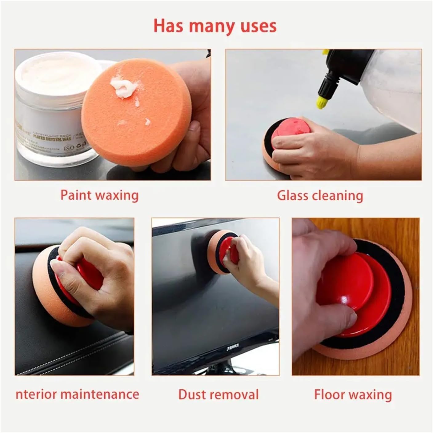 Car Wax Applicator Pads Kit, Soft Sponge Applicator Foam Waxing Pad with Grip Handle for Automative Polishing Cleaning, Waxing(Set D)