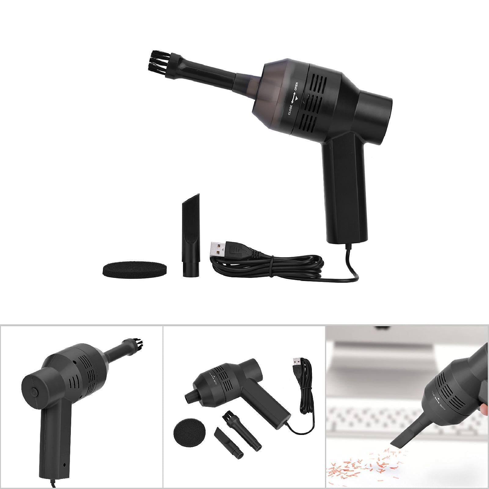 POENVFPO Odkurzacz Klawiaturowy, Odkurzacz na Sprężone Powietrze, Mini Ręczny USB do Klawiatury do Laptopa Stacjonarnego (BLACK)
