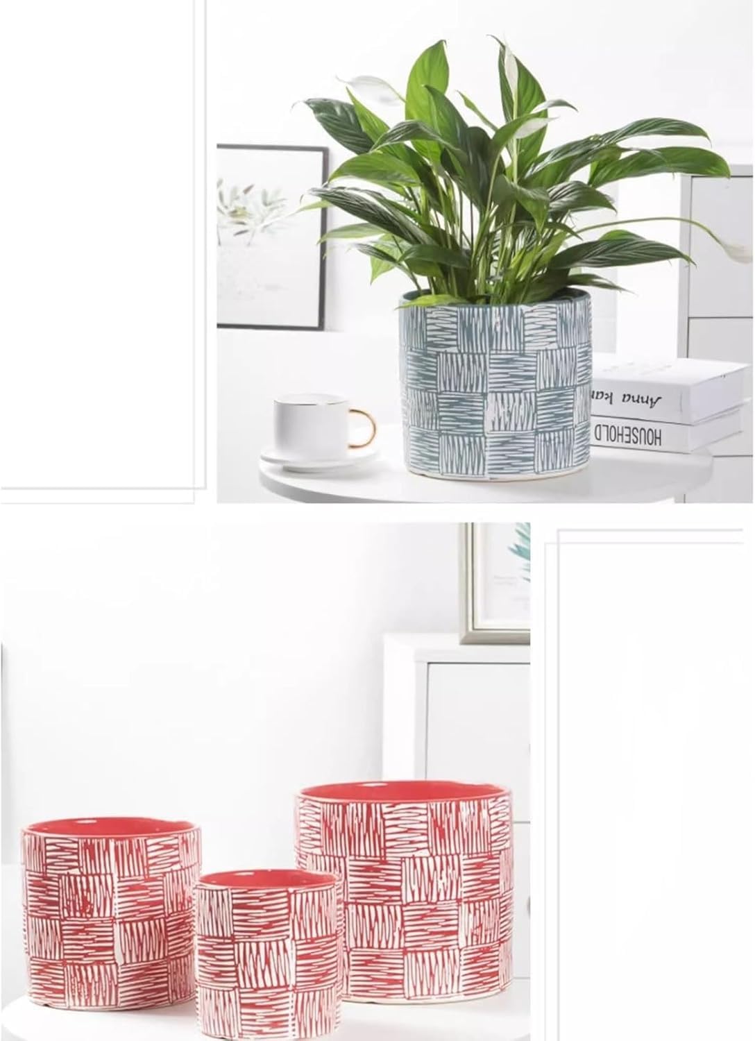 Prosta, duża ceramiczna doniczka na kwiaty do salonu, do użytku w pomieszczeniach, kreatywna dla zielonych roślin doniczkowych (pomarańczowa, S)