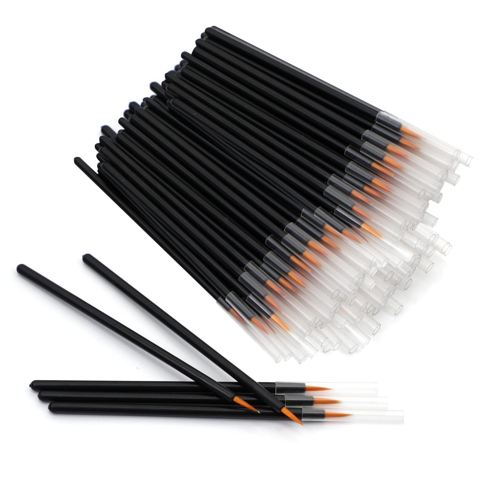 MYYNTI 50pcs Eyeliner Brushes With Covers,Eye Liner Wands for Makeup, Eyeliner Applicator Cosmetic Eye Wands Makeup Tool for Eye Line Eyelash Growing