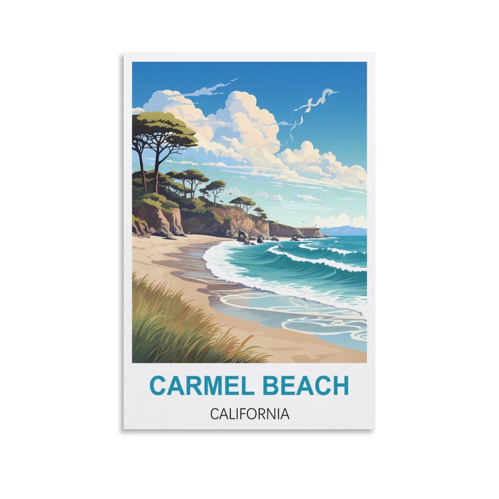 Metal Tin Sign Plaque Poster Carmel Beach California Metal Wall Art Bar Sign for Kitchen Pubs Coffee Metal Wall Decoration 30x40cm