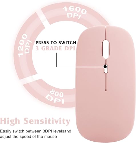 Miniatura 4 de UrbanX Ratón inalámbrico recargable de 2,4 GHz y Bluetooth, para Samsung Galaxy Tab S8 Series Bluetooth Ratón inalámbrico para portátilPCMaciPad