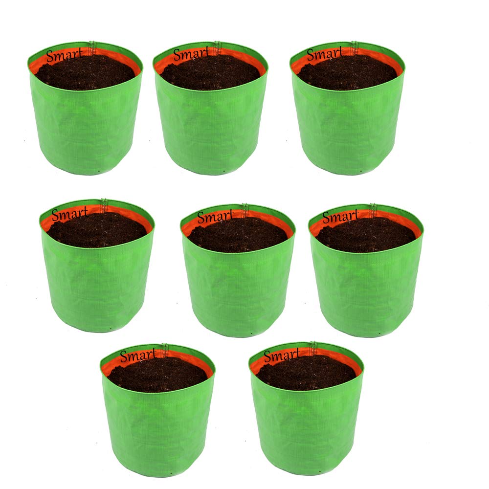 Smart Garden Polyethylene UV Treated Grow Bags for Terrace Gardening 4 to 6 Years Durability (Green and Orange, Medium, 15x15 inches) -8 Pieces (B081F87BZR) Amazon Price History, Amazon Price Tracker