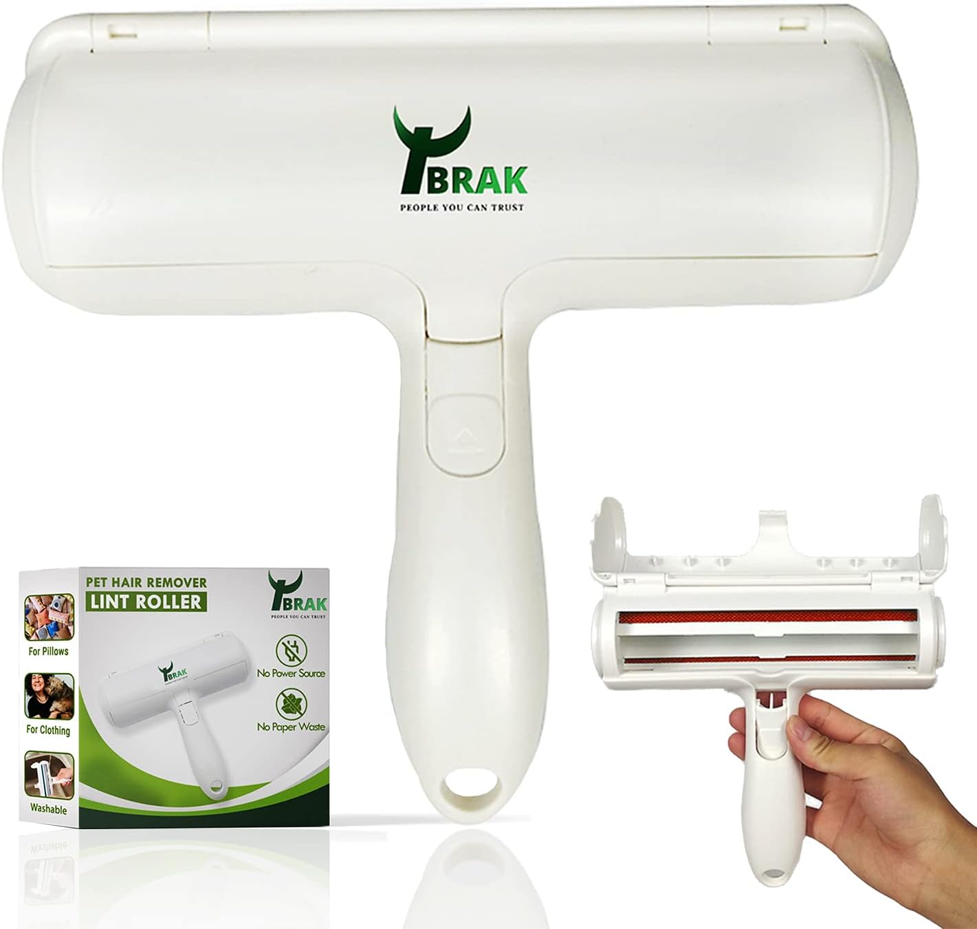 IBRAK Pet Hair Remover Roller, Easy to Remove Dogs, Cats and other Pet Hairs from Carpet, Furniture, Rugs, Laundry, Clothes and bedding, Sofa (Red)