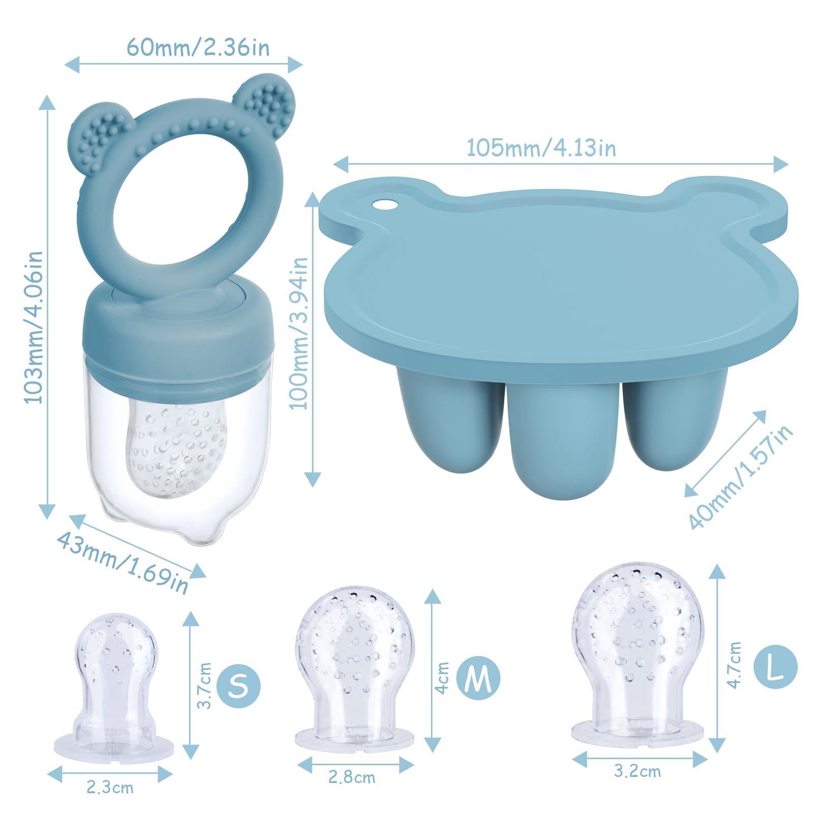 Aolso Ciuccio Per Alimenti Neonati, Ciuccio Per Frutta, Frutta Per Neonati Alimentatore, Allevia Il Dolore Alle Gengive, Ciuccio E Vassoi Per Congelatore, L'alimentazione Sicura Dei Bambini(blu)