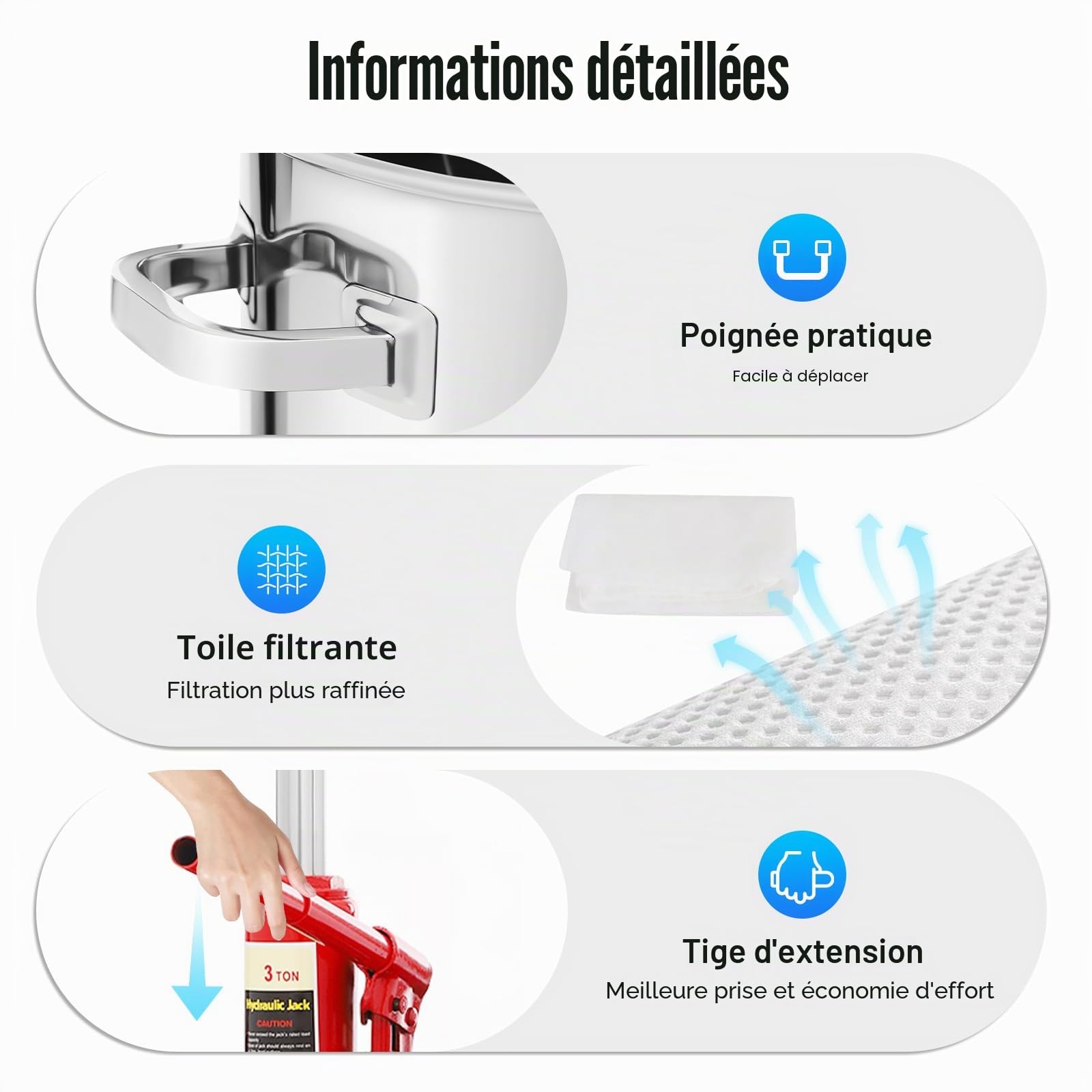 Presse-fruits hydraulique, 22 l, pression 3 tonnes, presse-vin, presse-vin, presse-légumes, presse-baies, presse-agrumes multifonction en acier inoxydable, avec filtre à vin, pour presser le miel, les