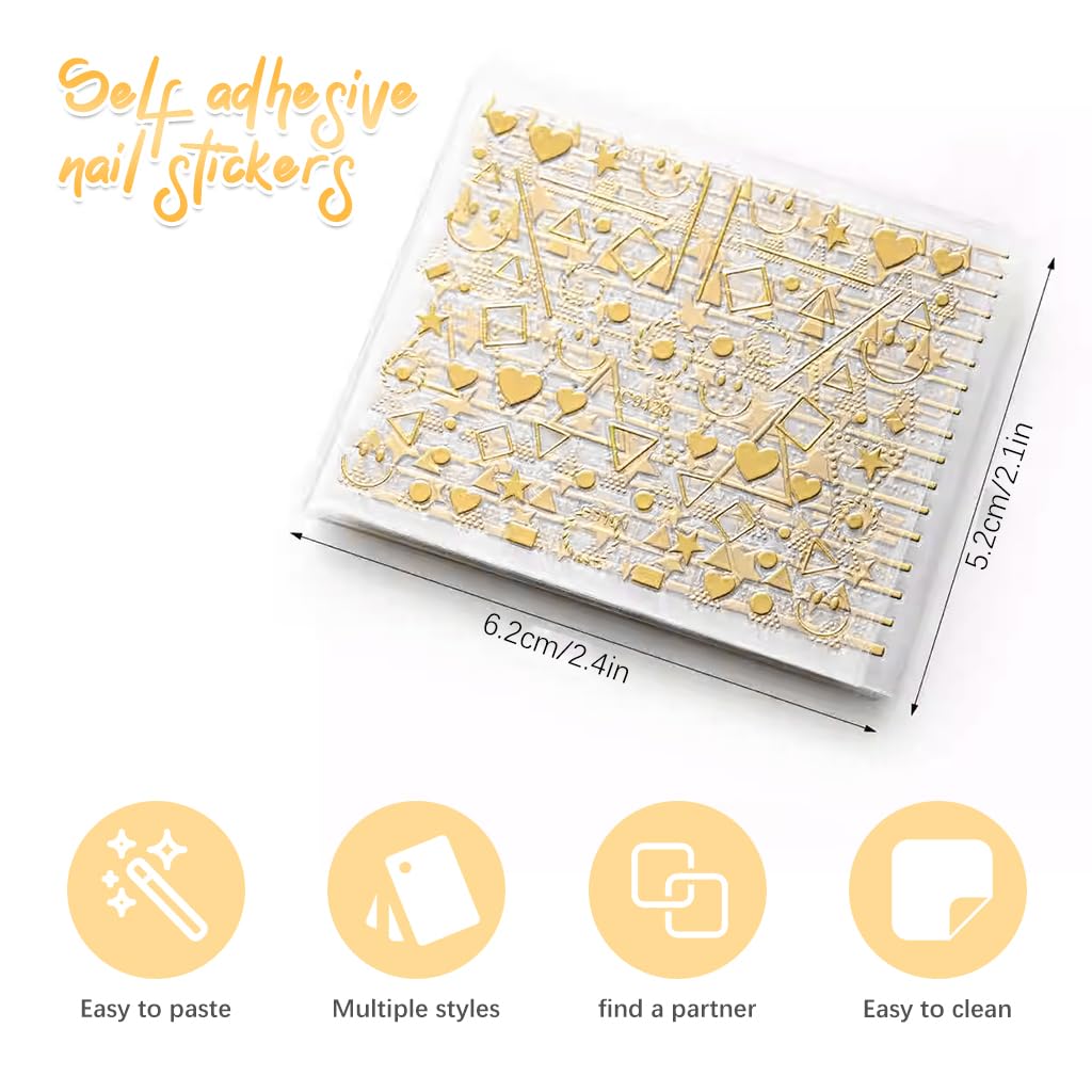 MAYCREATE® Gold Line 3D Nail Art Stickers, 30 Sheets, Self-Adhesive Decals 1