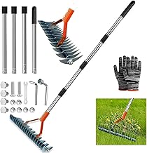 Manual Lawn Scarifier with Handle 170 cm, Lawn Rake Scarifier, Aerator Rake, for Cleaning Dead Lawn and Garden Repair