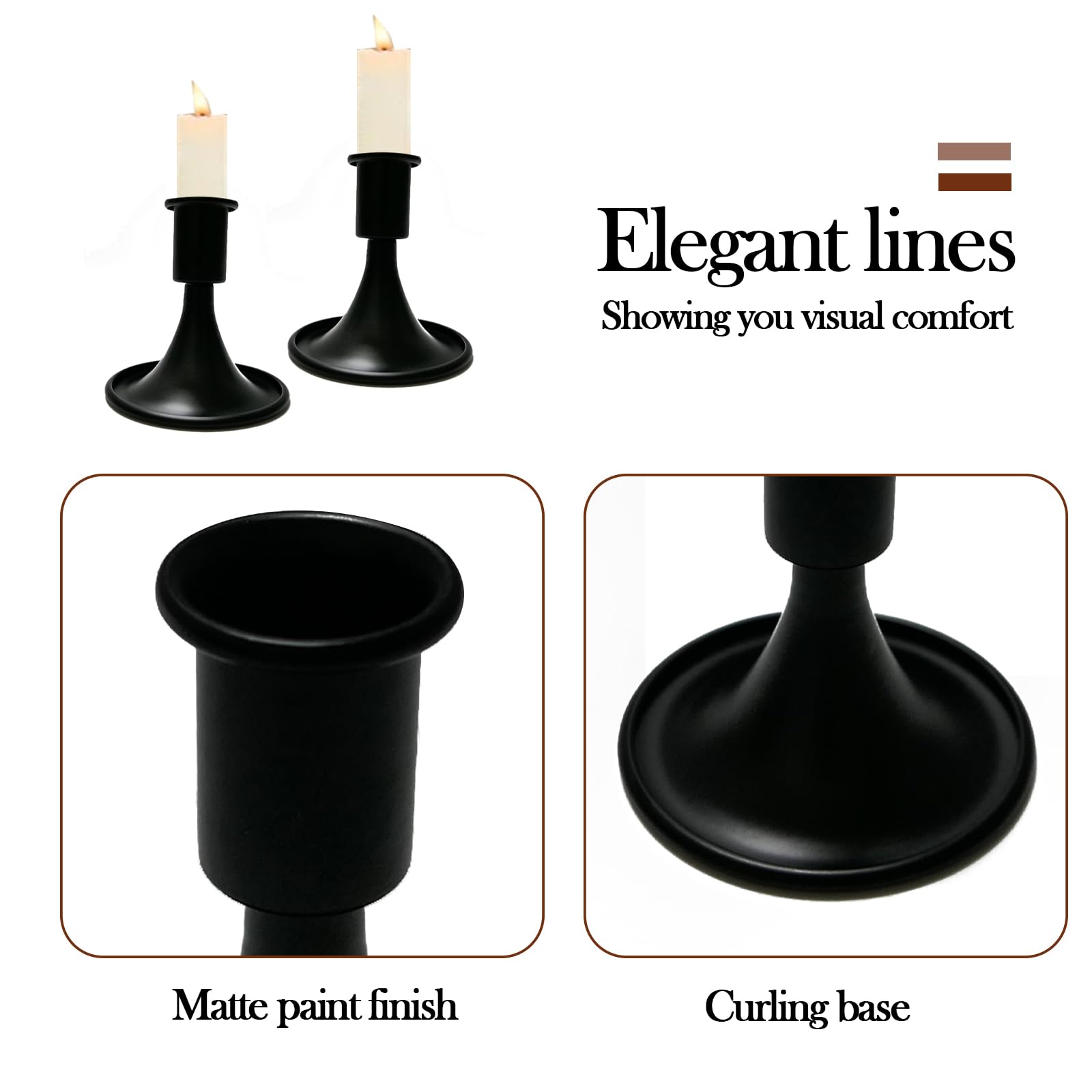 Losyslnt Black Candlestick Holders, Decorative Taper Candle Holders for Home Decor, Table Centerpiece, Wedding Reception, Candle Stick Holder (12)