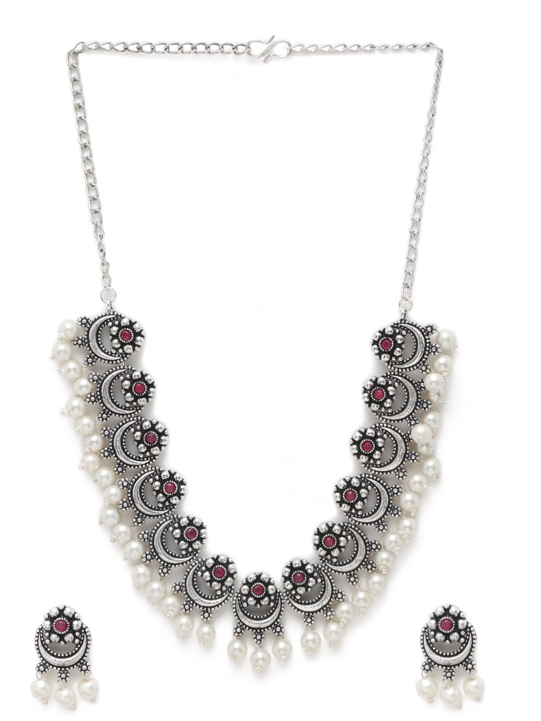 Oxidised Silver Necklace and Earrings Set