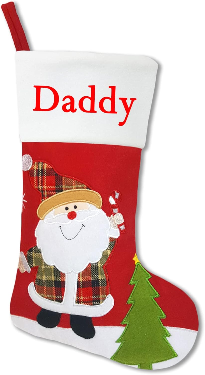 Set of 5, 18" Dia Lovely Personalized Christmas Stockings with Embroidery Names, Quality Fleece Material Stockings for Family Decor(Santa Snowman Deer Penguin Angel)