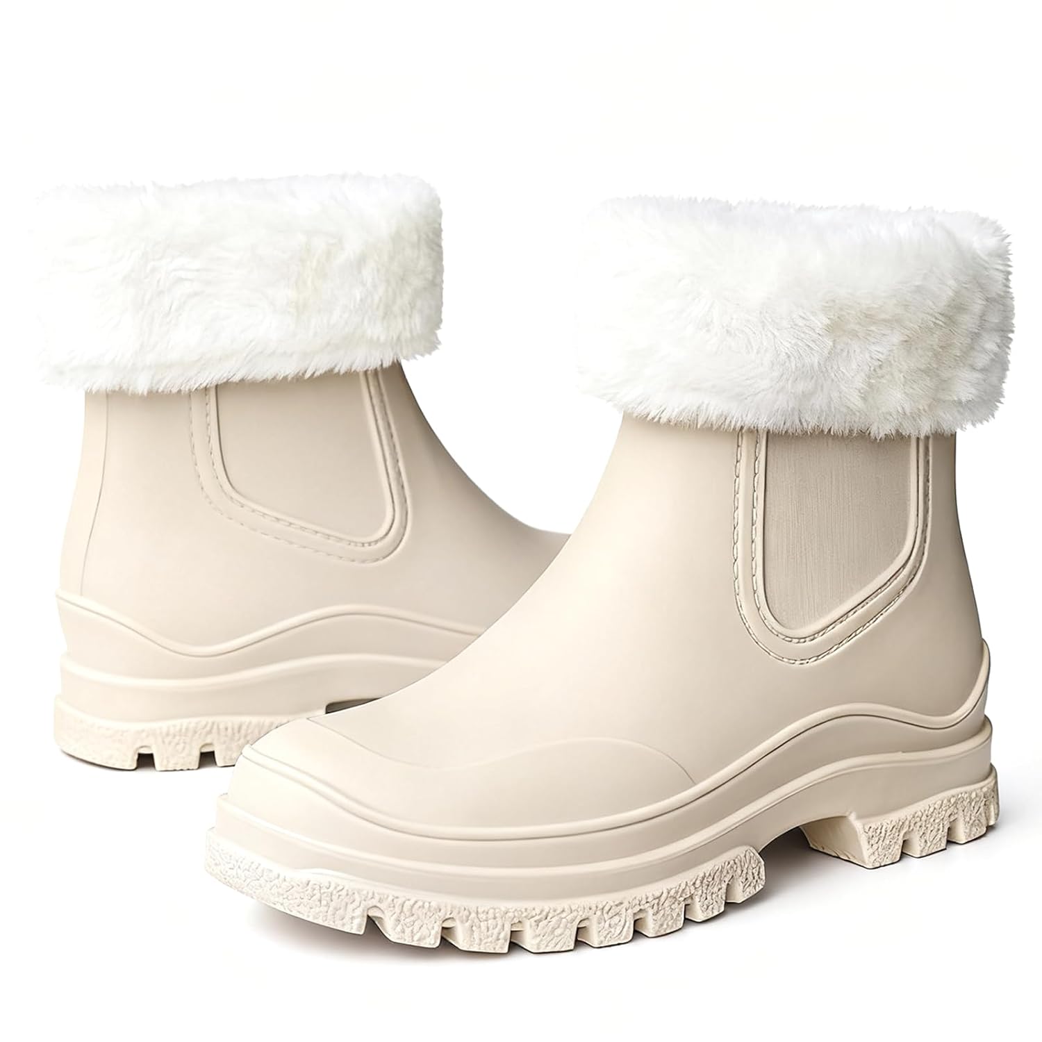 Womens Waterproof Rain Boots Fashion Lightweight Round Toe Rubber Sole Chelsea Rain Boots For Mud Barn Gardening Yard