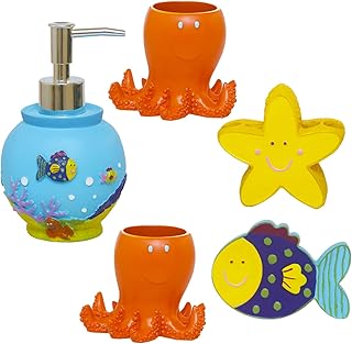 Decorative Bathroom Accessories Set, Vanity Organizers Including 2 Octop...