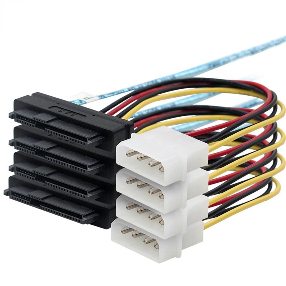 P47CS Mini SAS 36 pin maschio (SFF-8087) a 4 x 29 pin SFF-8482 & 4 pin Molex IDE cavo di alimentazione per dischi SAS – Cavo dati e combinazione di cavi di alimentazione