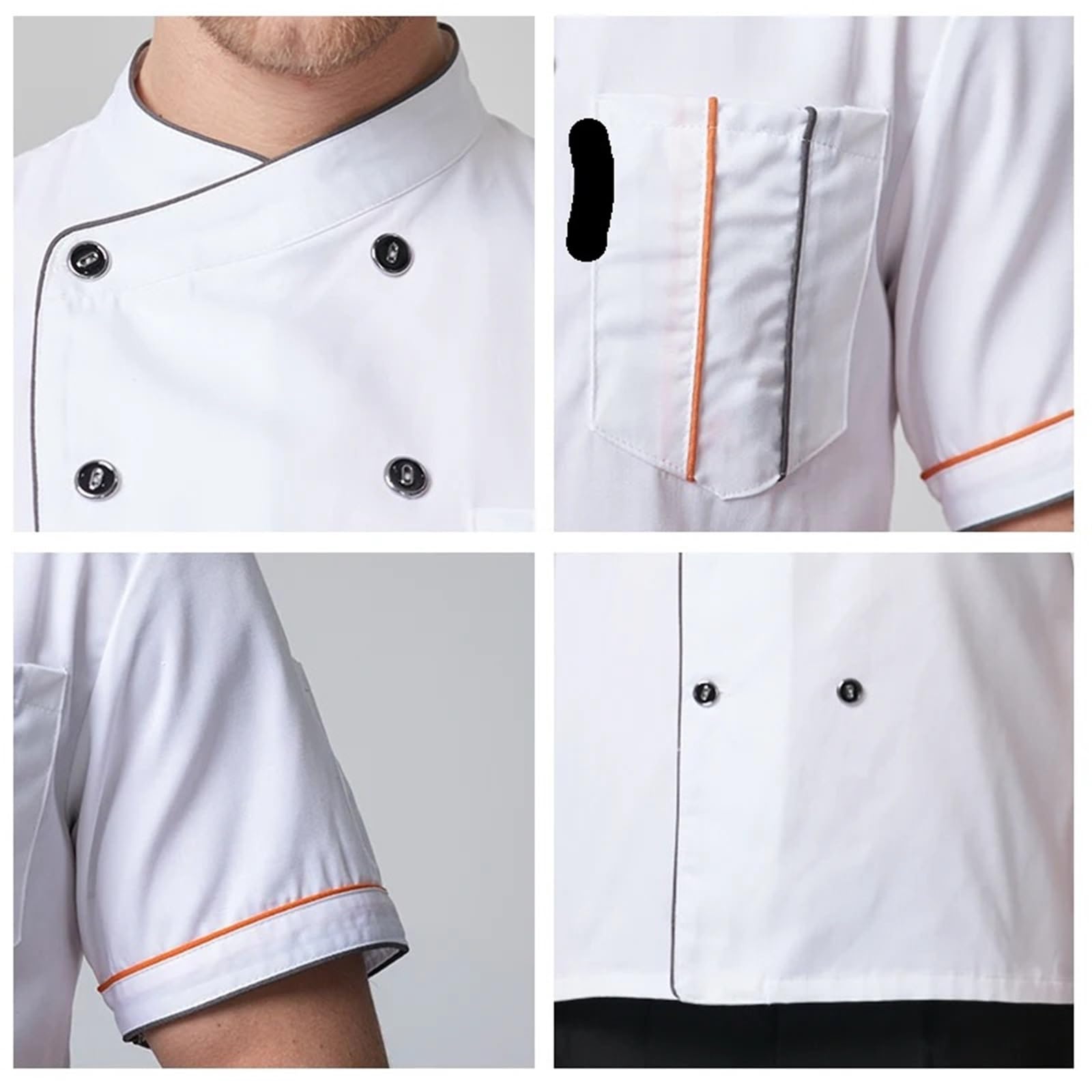 Divisa da cuoco Giacche da cuoco for uomo e donna, a maniche corte, cucina, panetteria, ristorante, cameriera, cameriere per chef