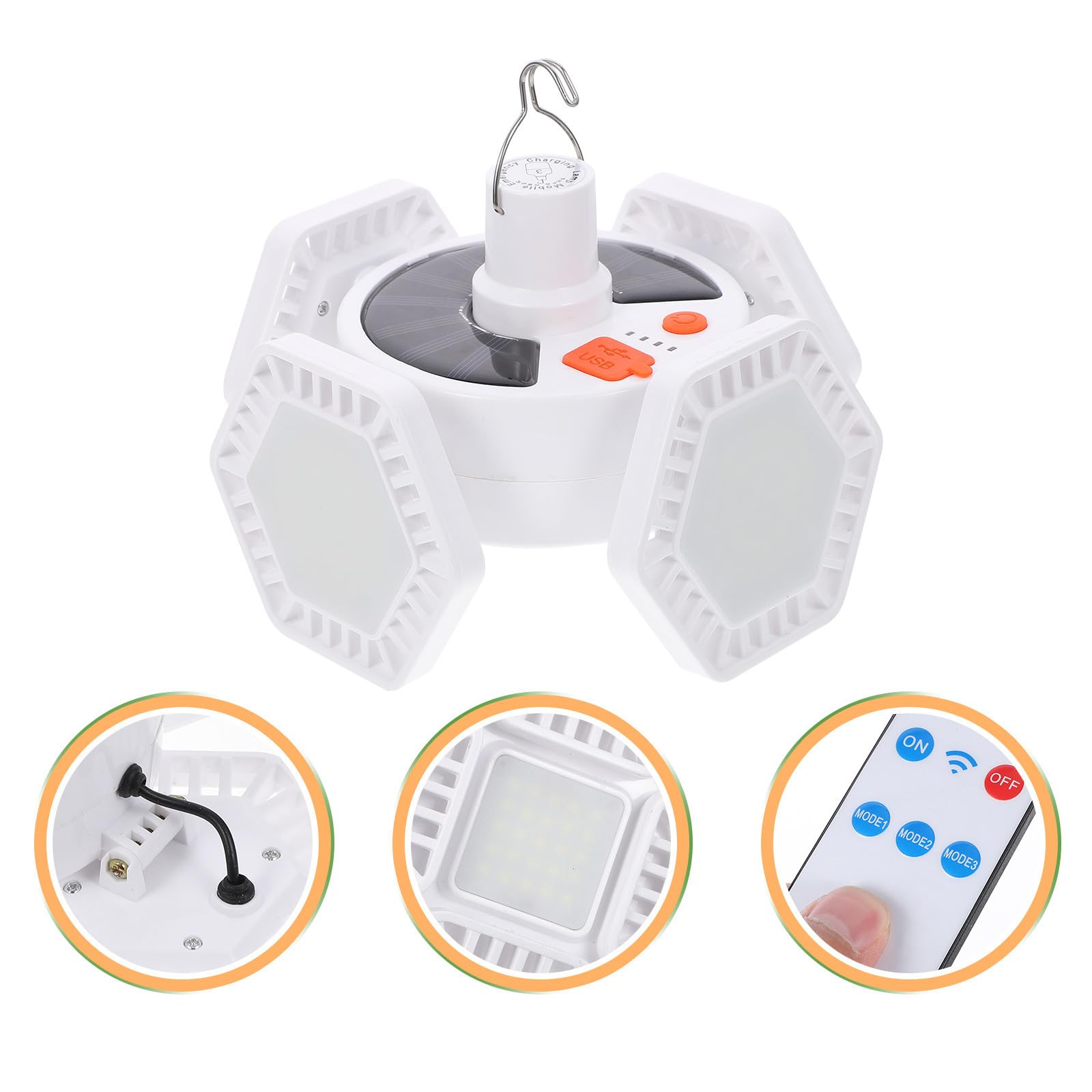 ABOOFAN Lámpara de Camping Solar Recargable USB Diseño Plegable, Luz LED de 169 Leds para Iluminación Exterior y Actividades al Aire Libre