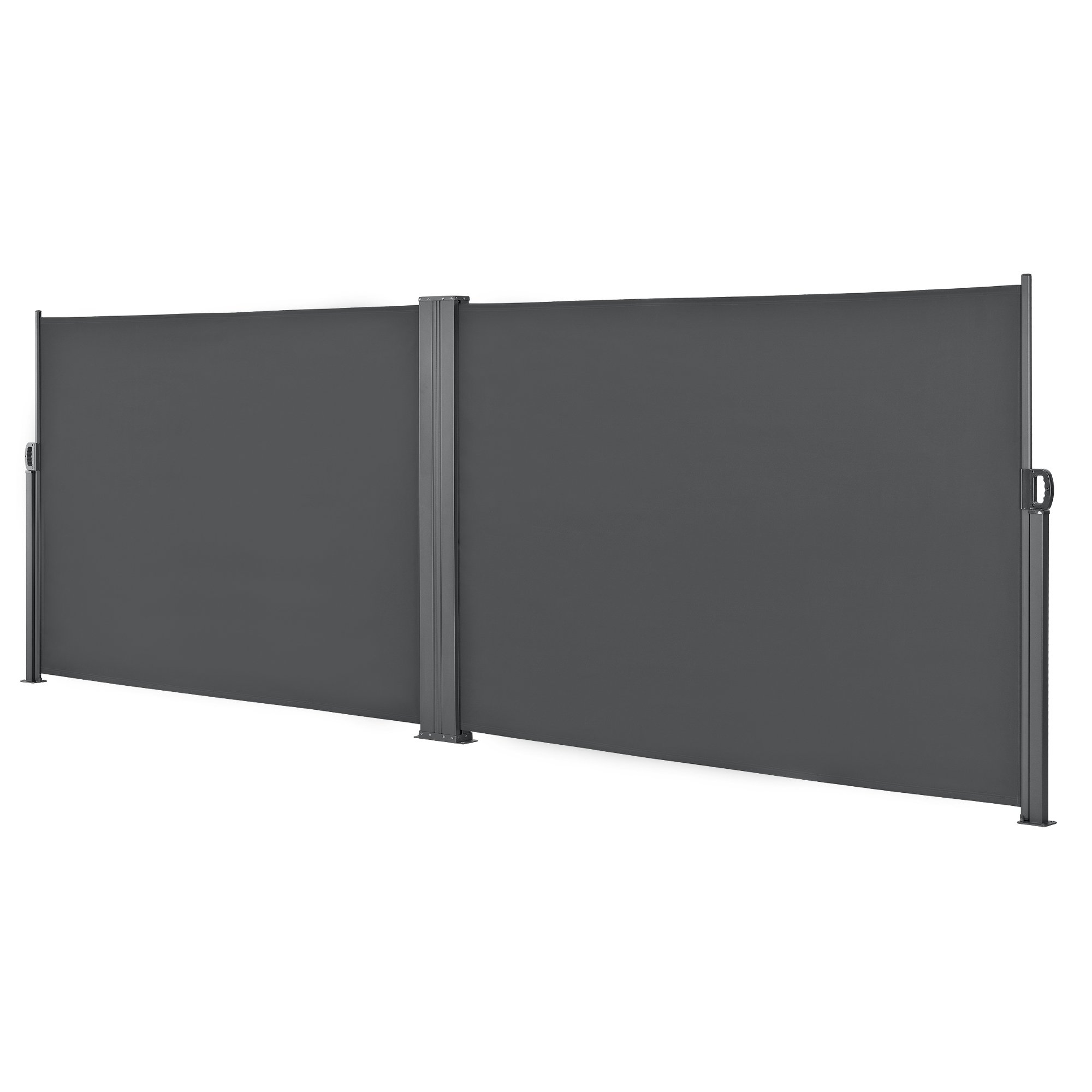 pro.tec Paravento Doppio Estraibile per Uso Esterno Schermo Protettivo a Scomparsa Divisorio Esterno Schermo Privacy Estensibile 160 x 300 x 300 cm Grigio