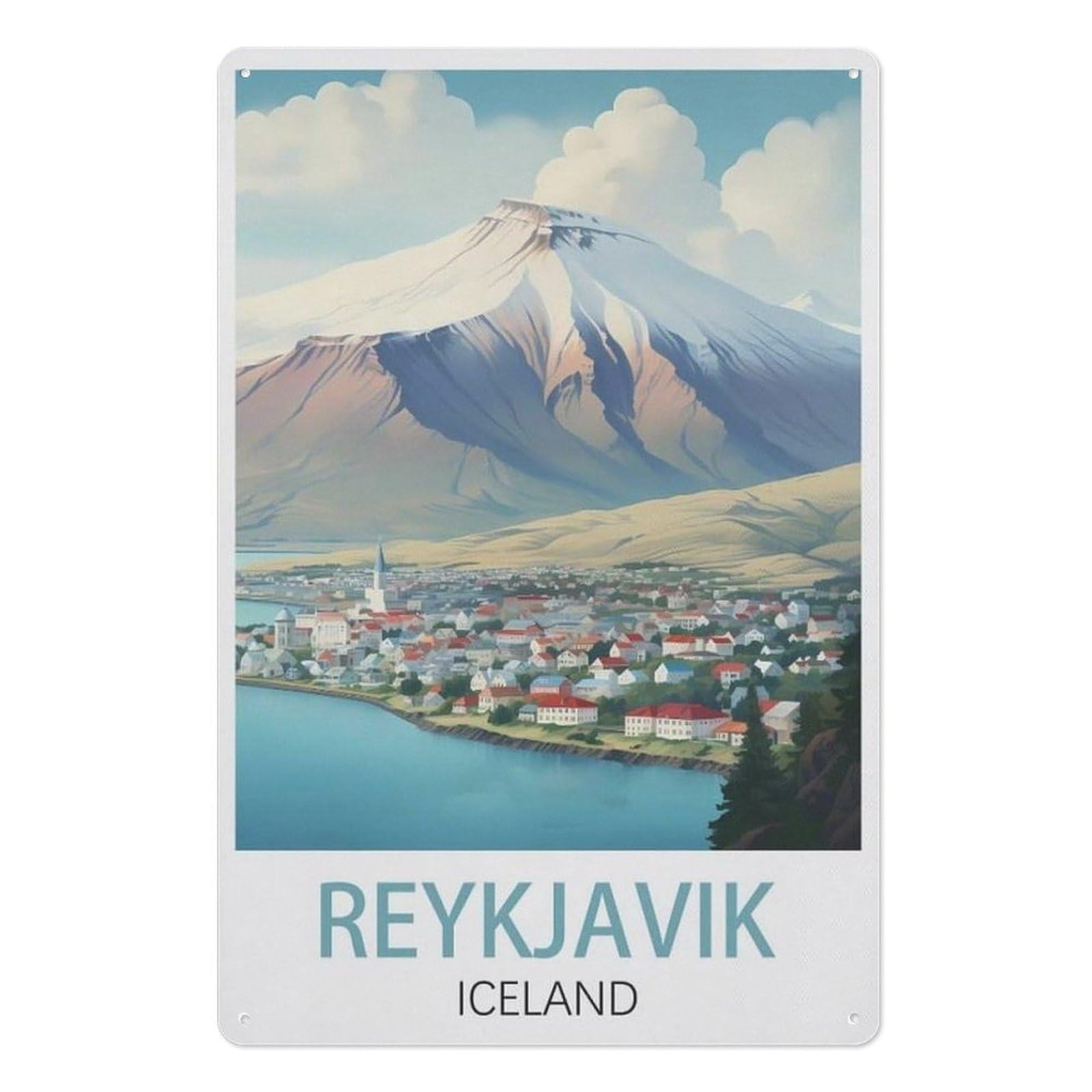 Pgcksk A27 Reykjavik Iceland，Retro Metal Tin Sign/Plaque For Kitchen Lounge Garden Garage Pub Wall/Door(20X30cm）8X12 Inch-Z71