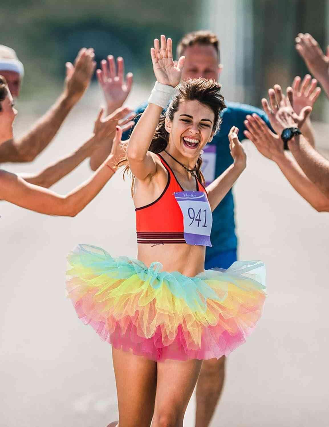 Tutu Skirt Women's Teens Elastic 6 Layered Tulle Halloween Ballet Skirt Vintage Style Cheerleading Short Skirt Adult Size