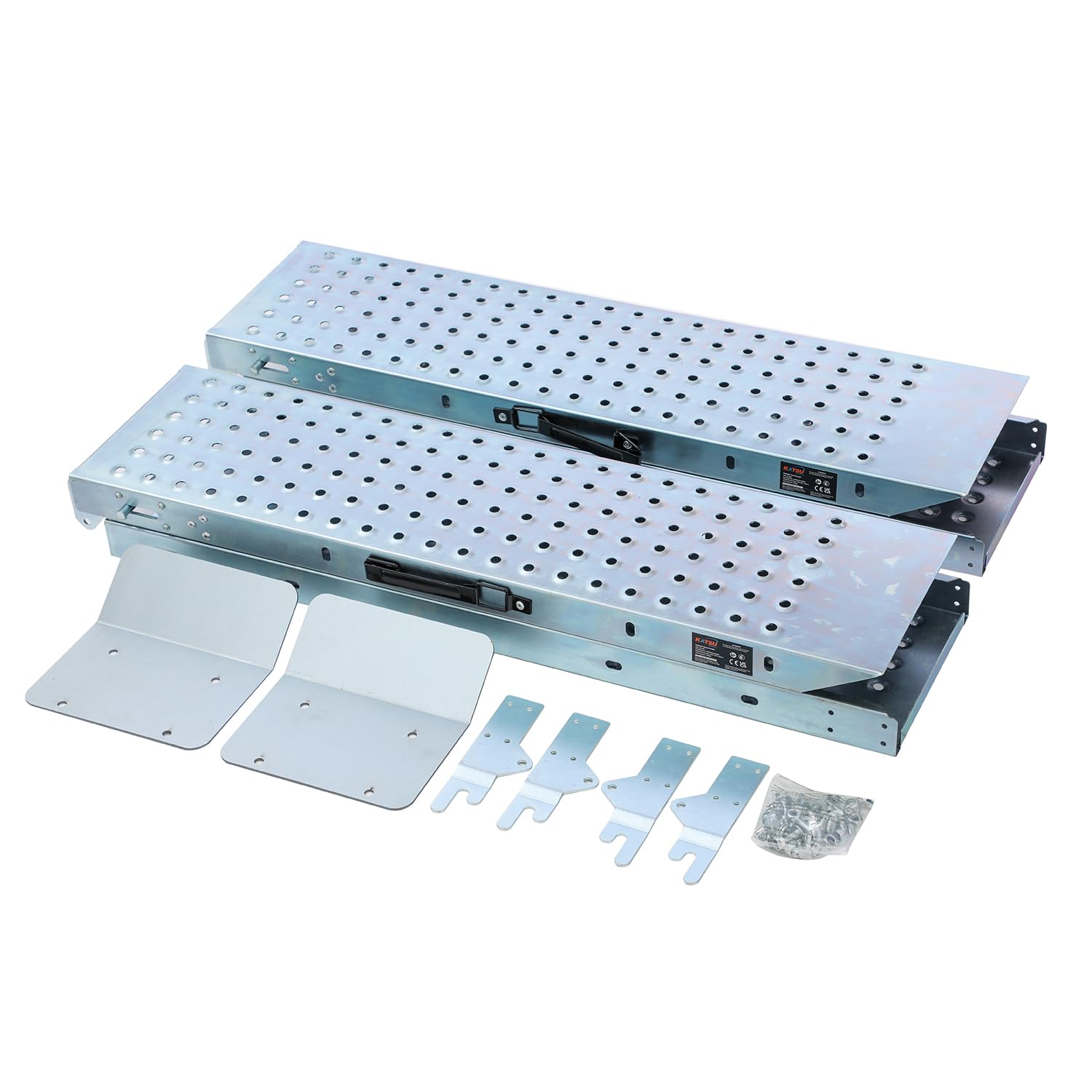KATSU Tools Rampas Plegables de Acero (Paquete de 2) Alta Resistencia 1800 x 225 x 47 mm - Carga máxima de 400 kg - para Motocicletas, quads, Scooters, sillas de Ruedas y más.