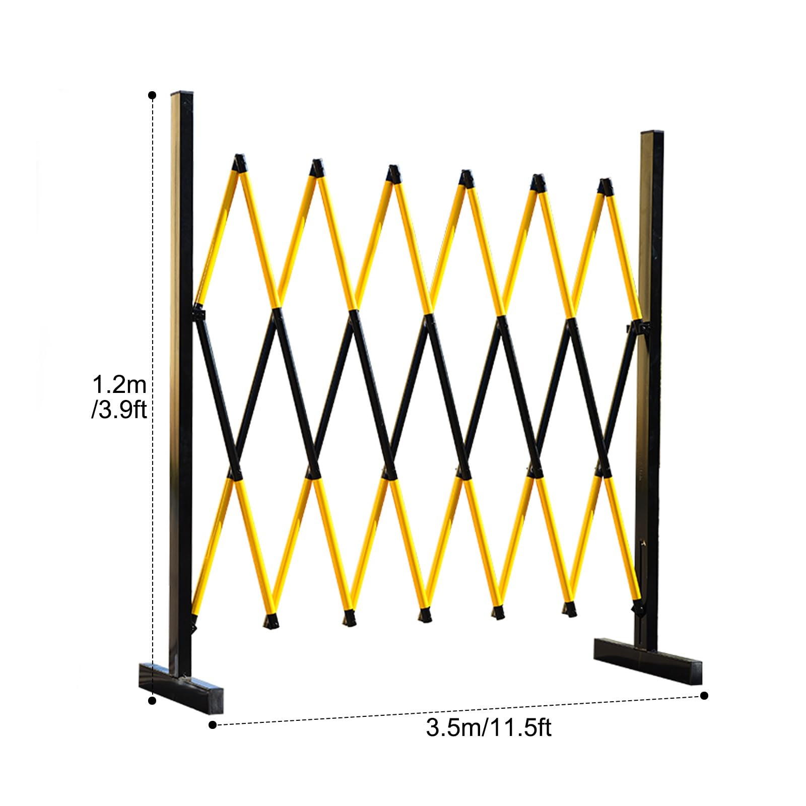 Genérico Barrera metálica retráctil y Extensible para Ascensores, 1,2 x 3,5 m/3,9 x 11,5 pies, Color Negro. Valla de Seguridad Exterior para Control de multitudes y gestión de Eventos.