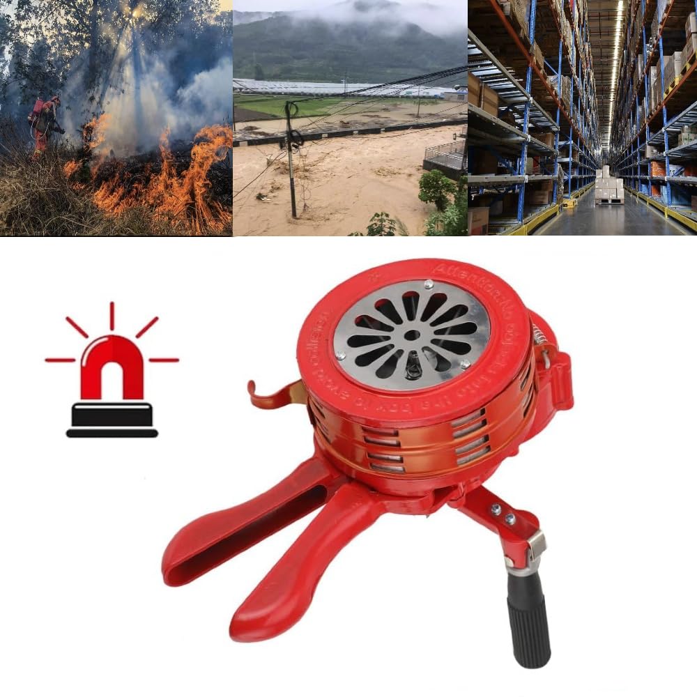 Sirena a Mano 110 db - Sirena a Manovella Portatile Allarme Antincendio Allarme di sicurezza Sirena Antiaerea
