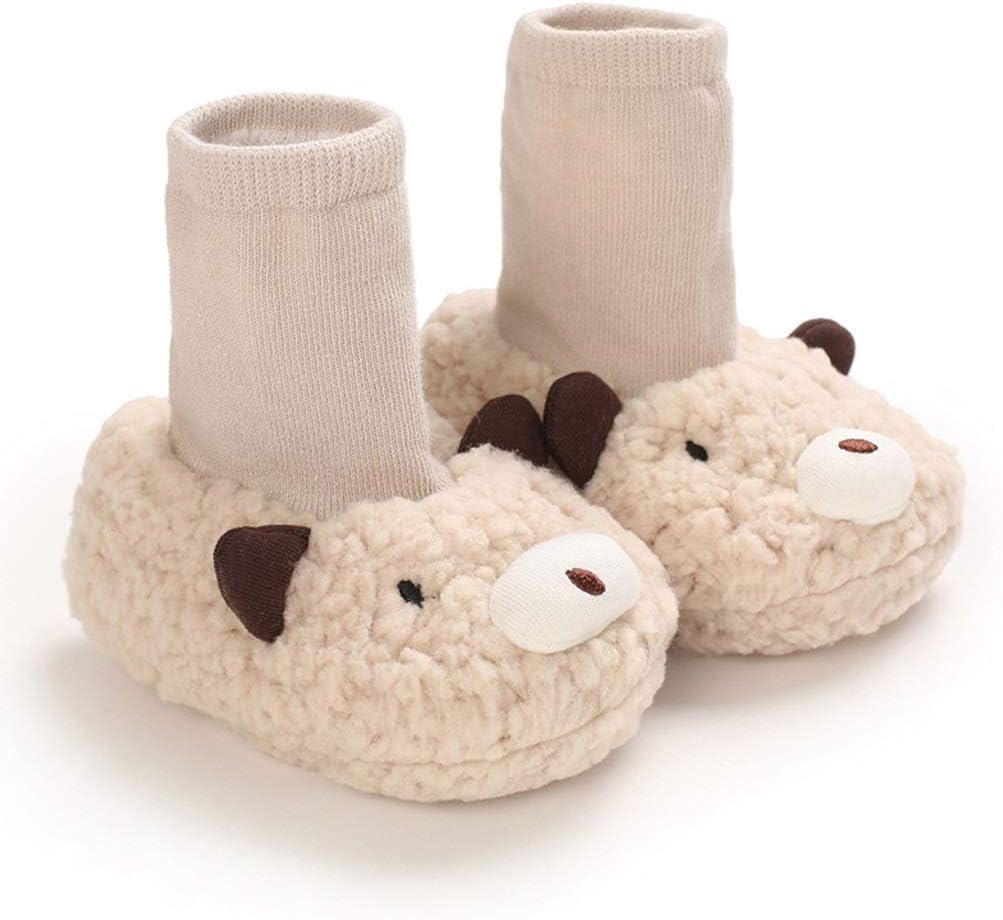 Unisex Baby Shoes First Walkers Toddler Walker Girl Kids Soft Sole Shoe Knit Booties Anti-Slip(Apricot,7-12 Months)