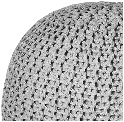 Urban Lifestyle Round Knit Pouf, Light Grey
