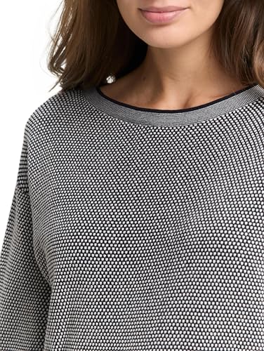 TOM TAILOR Damen Strickpullover aus Bio-Baumwolle 30582 - Navy Bubble Structure M