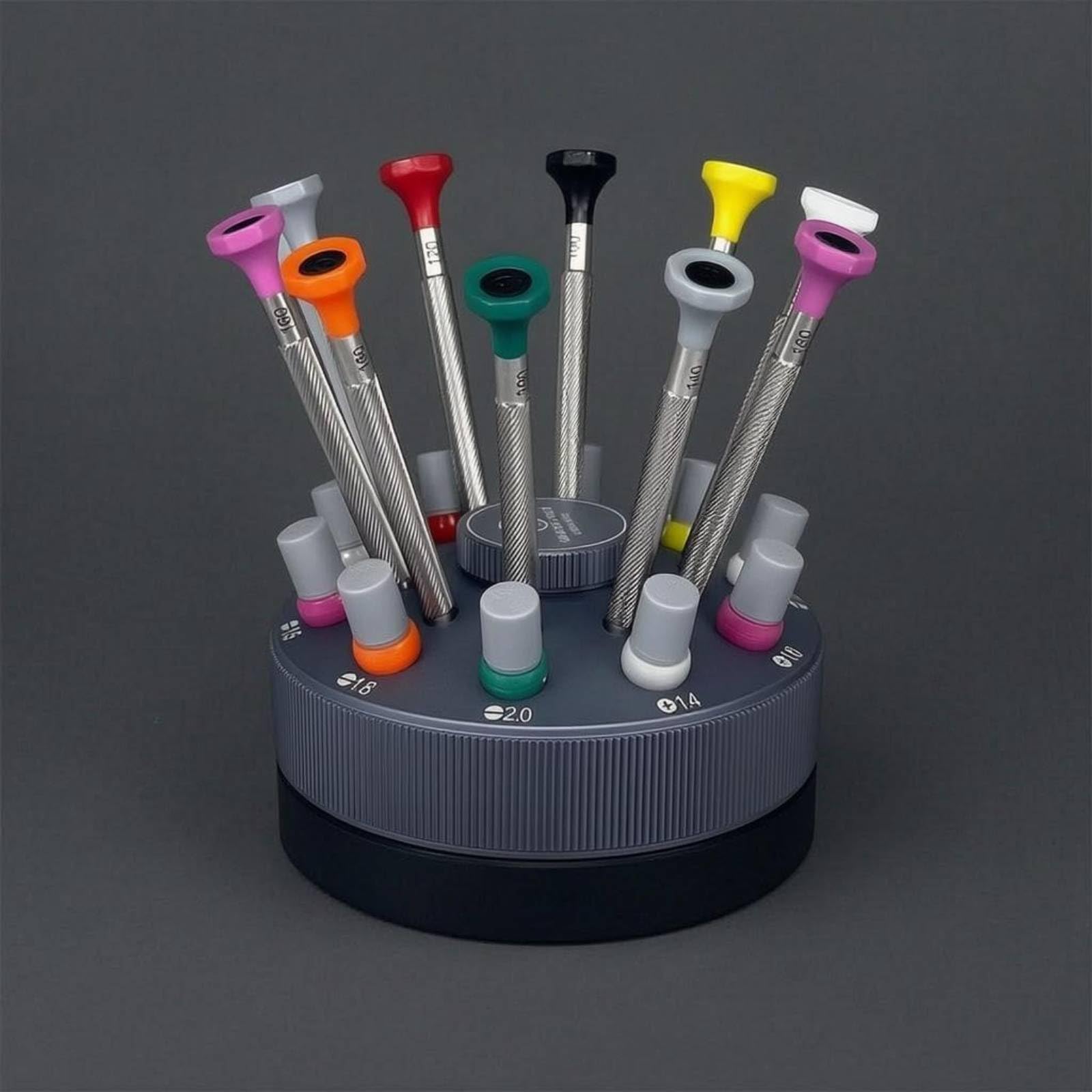 Set Cacciaviti Precisione Base Girevole Cacciaviti Precisione Punte Extra Cacciavite Orologiaio, Set Di Cacciaviti GY007 Piccolo Ottagono Con Punte Tutte A Taglio, Più 10 Punte Aggiuntive