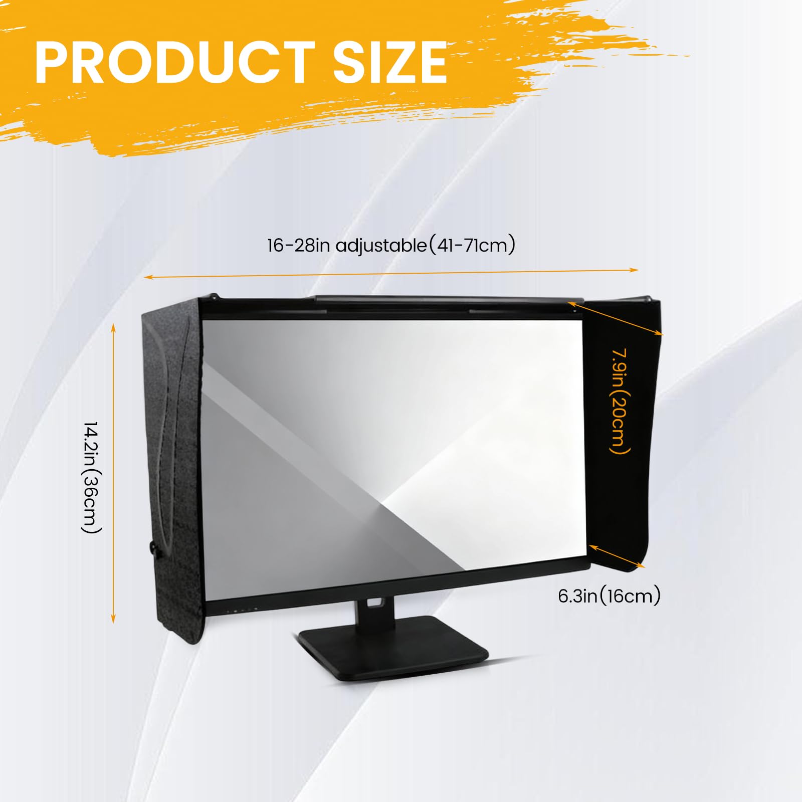 Schermo parasole, 24 – 32 pollici (41 – 71 cm), regolabile, protezione solare per lavoro, protezione dalla luce diffusa e anti-peeping per monitor universale
