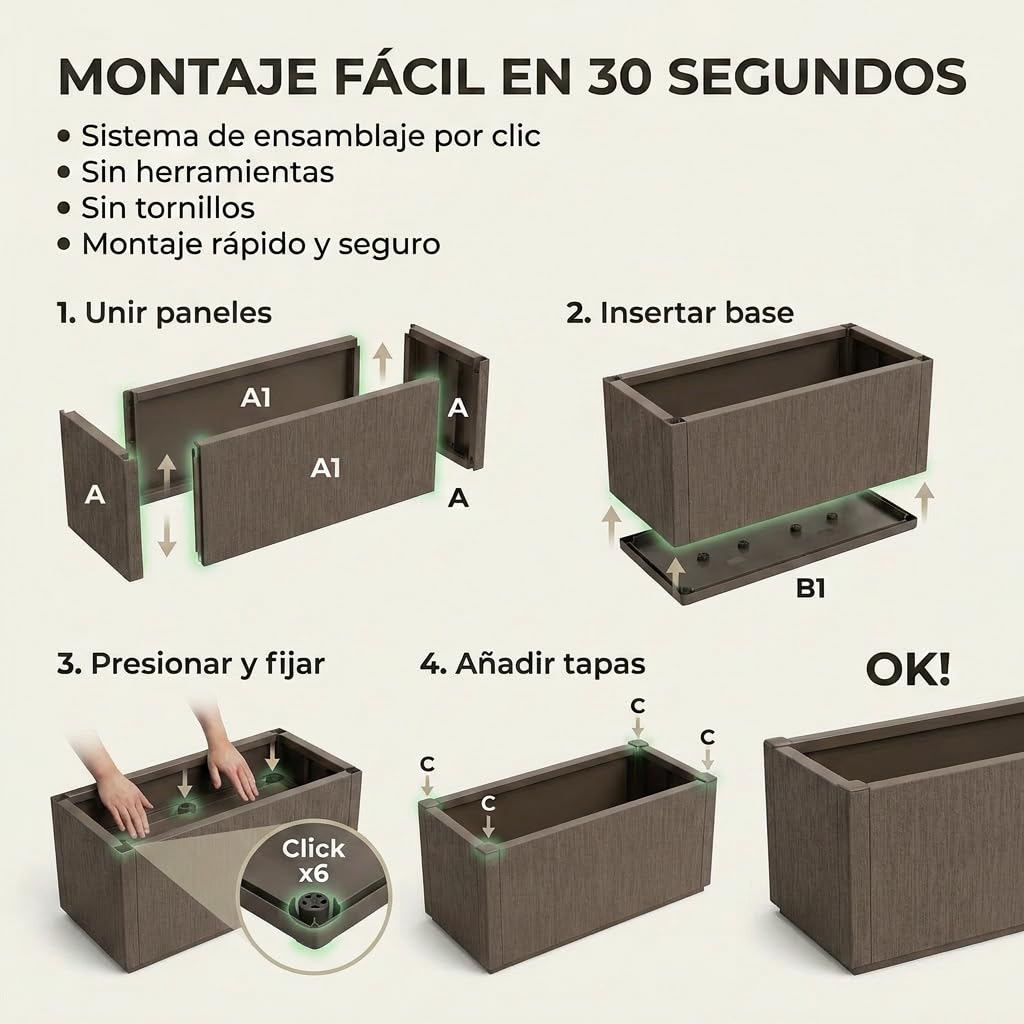 Pincho Jardinera Decorativa Grande para Interior y Exterior - Macetero Efecto Piedra de 80x36x35 cm, Ideal para Plantas Naturales y Orquídeas, Macetas Decorativas Modernas (1, 80X36X35cm CASTAÑO)