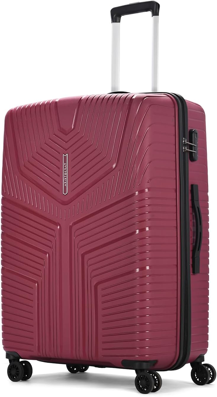 Large Prime Check-in 75 cm 8 Wheels Trolley Bags for Travel Hard Case Luggage, Lightweight Bag & Combination Lock (Red) | 3-Year Warranty