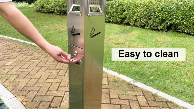 Image of lukar Commercial Trash Receptacle Outdoor Metal Trash Can Heavy Duty Standing Ash Bin for Patios Gardens Hotels Pubs Offices (Silver)
