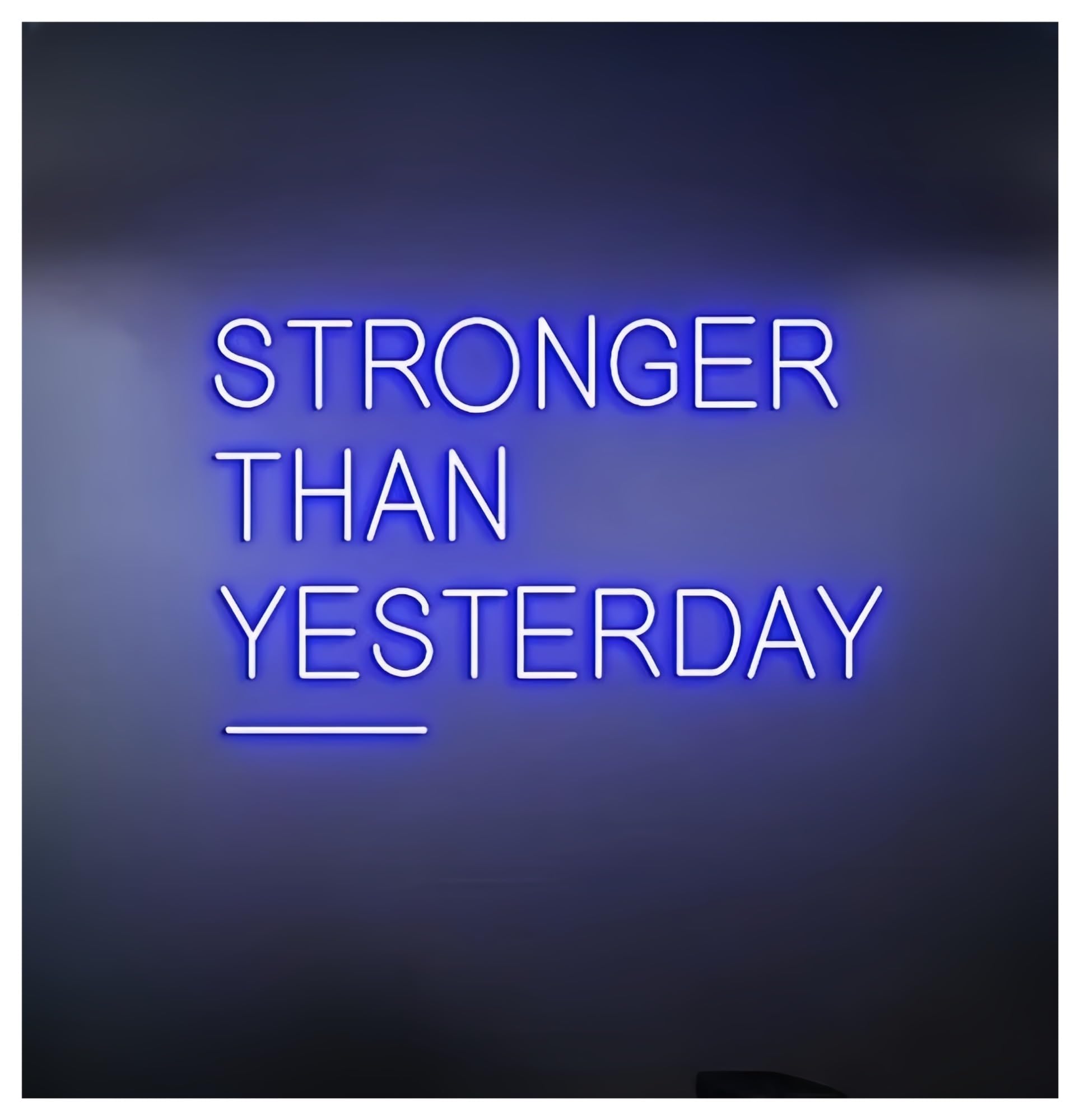 SHOUXI Sign Lamp Stronger Than Yesterday Neon Sign, Gym Sign, Home Gym Decor, Wall Decor(D,50cm)