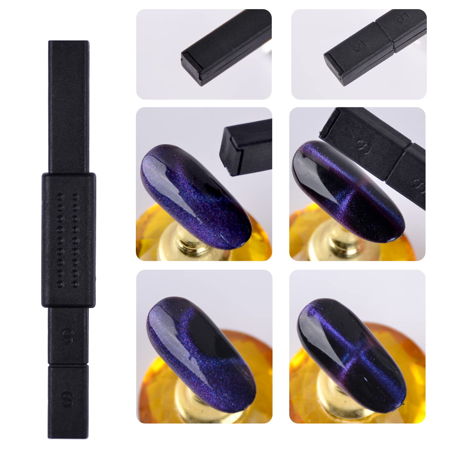 8-Piece Nail Art Tool Set - Double-Head Flower Design Magnet Pens for 3D Magnetic Cat Eye Gel Polish