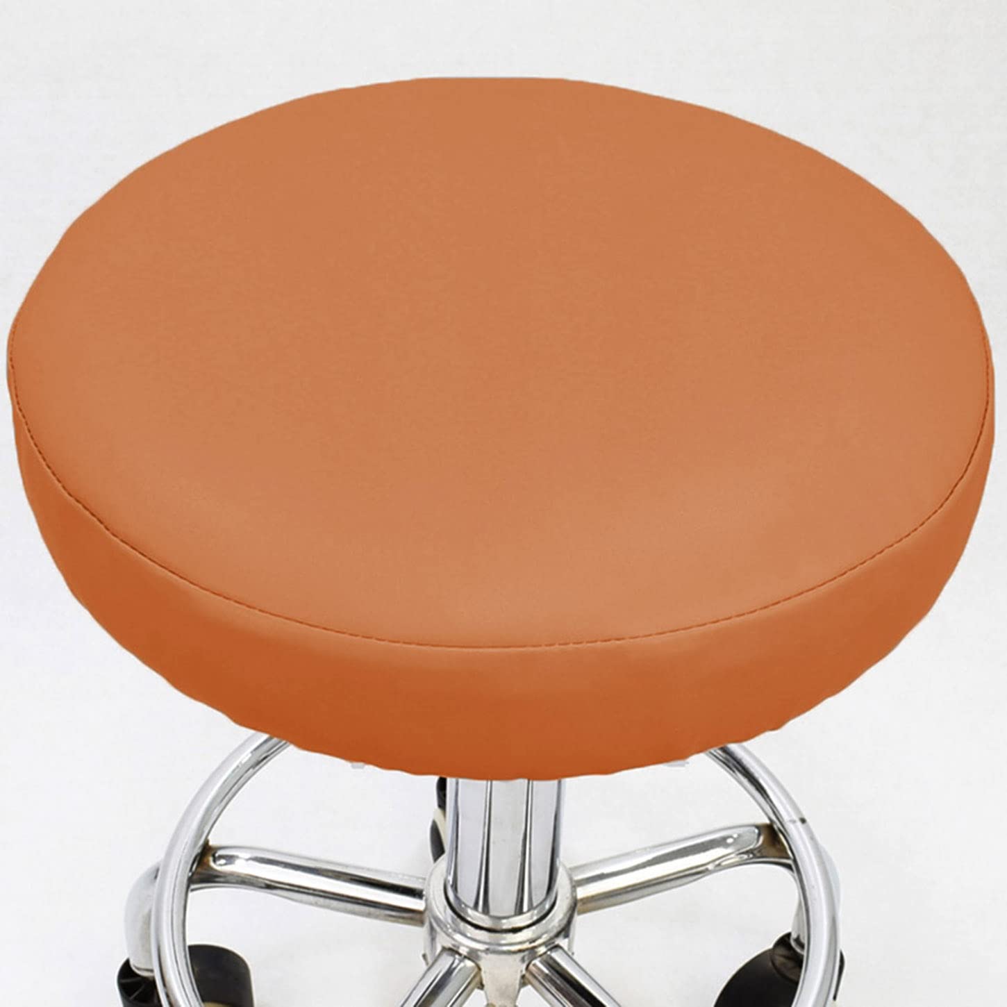 ping bu Set of 2/4 Pack Round Stool Covers,Waterproof PU Leather Stool Chair Cover Chair Protector Slipcover for Home/Kitchen/Bar/Office (4pcs-40CM,Khaki)