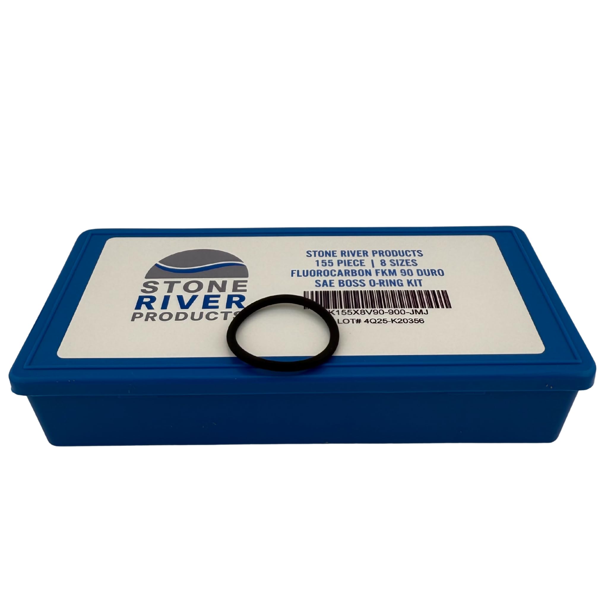 Stone River Products Kit de juntas tóricas SAE Boss - 155 piezas, 8 tamaños, fluorocarbono FKM (equivalente a Viton) 90 Duro - Accesorios de tubo de rosca recta serie 900