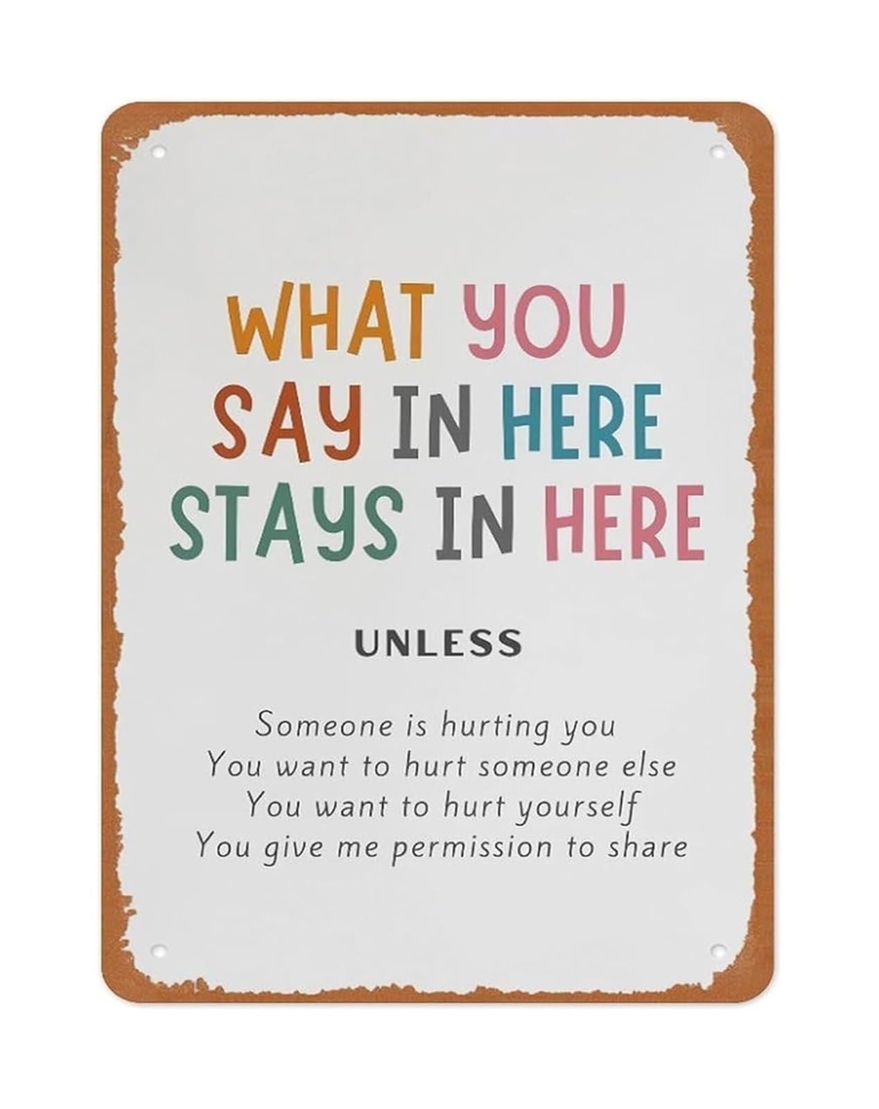 VWWJCCRO Private Session Confidentiality Metal Sign Minimalist Wall-Art for Counseling Room Office 8 X 12 in