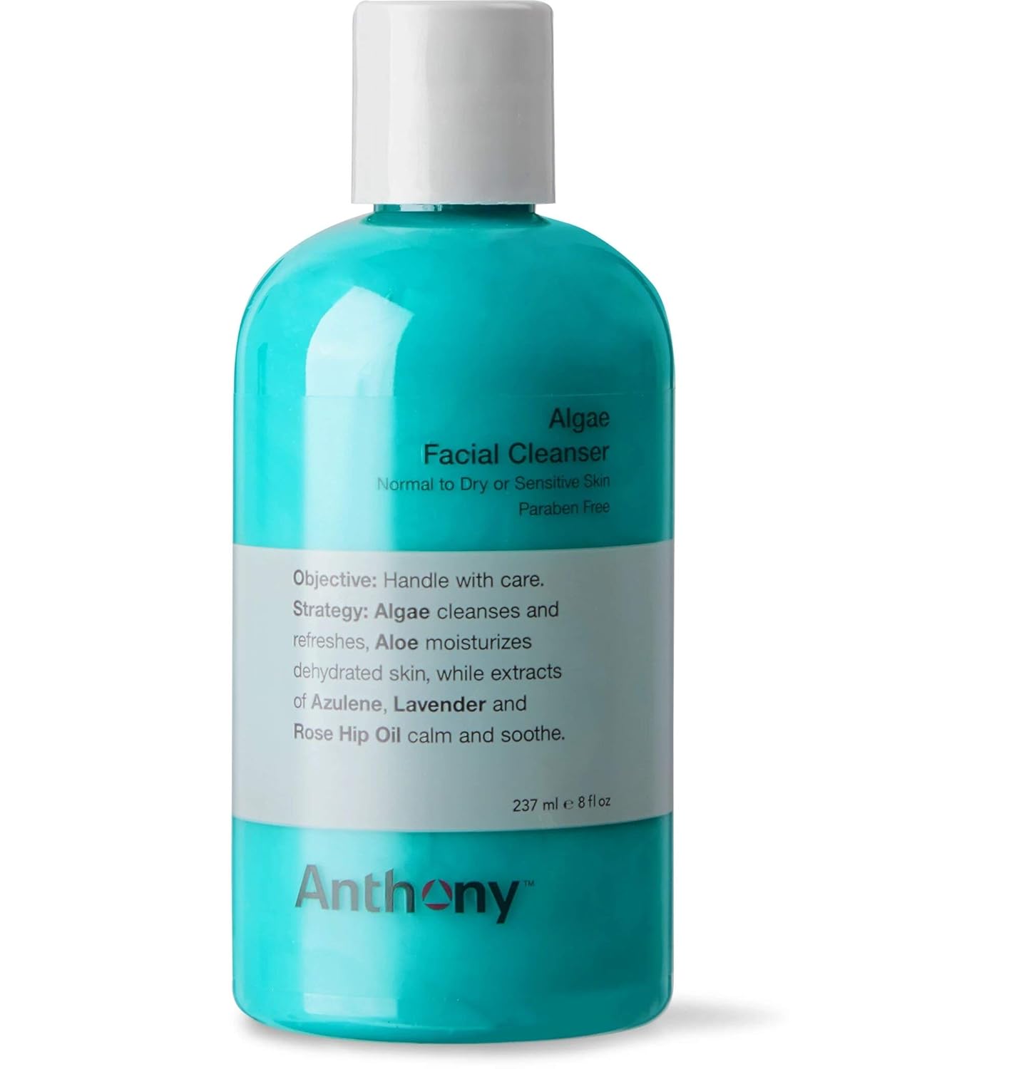 Anthony Algae Facial Cleanser, 8 Fl Oz - Contains Algae, Aloe Vera, Azulene, Lavender & Rose Hip Oil for Cleansing, Refreshing, Moisturizing, Hydrating, Calming & Soothing Skin
