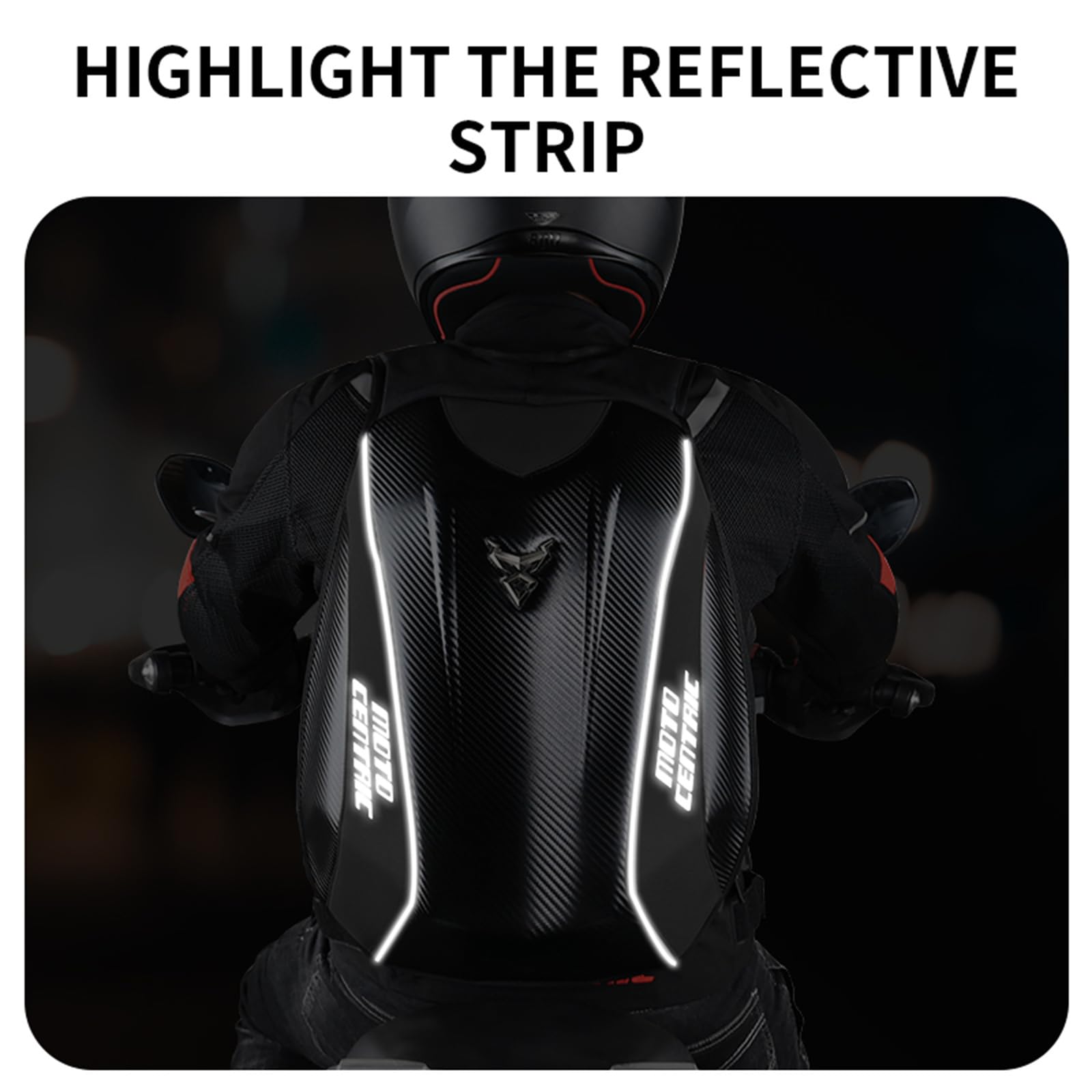 Plecak motocyklowy, 48 l, torba na kask, wodoszczelny, włókno węglowe, plecak motocyklowy, twarda obudowa, odblaskowa, czerwony, czerwony, XL