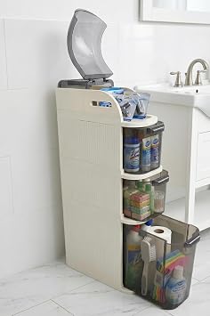 XL Slim Tekerlekli Organizer Dolap, 4 Çekmeceli Dar Alan Depolama Ünitesi, Banyo, Mutfak ve Çamaşır Odası İçin Çok Amaçlı Aralık Dolabı, 95x20x38,5 cm