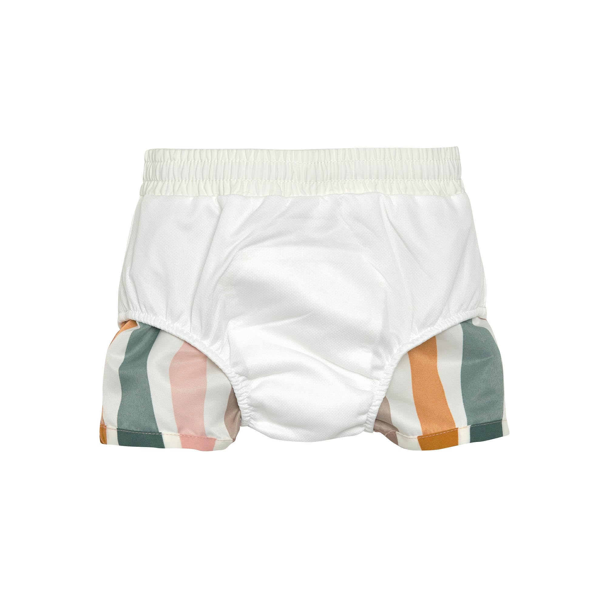 LÄSSIG Baby Kinder Badehose kurz mit UV-Schutz und integrierter Schwimmwindel/Boardie Shorts Waves pink/Nature, 7-12 Monate, Größe: 74/80