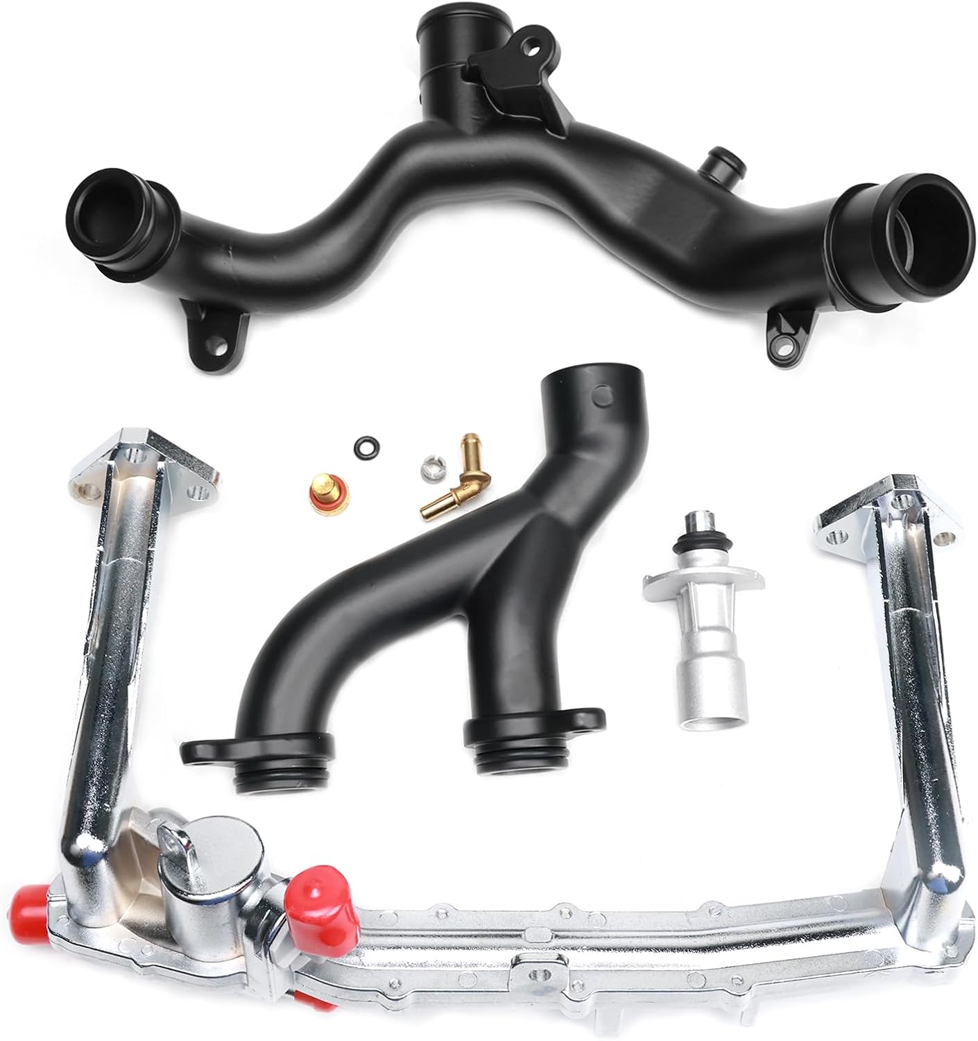 Upgraded Metal Coolant Water Pipe System Kit Fit for L-and R-over R-ange R-over Sport LR4, Jaguar XF XJ XE 3.0L V6 Replaces LR075991 LR092992 LR028136 LR049990